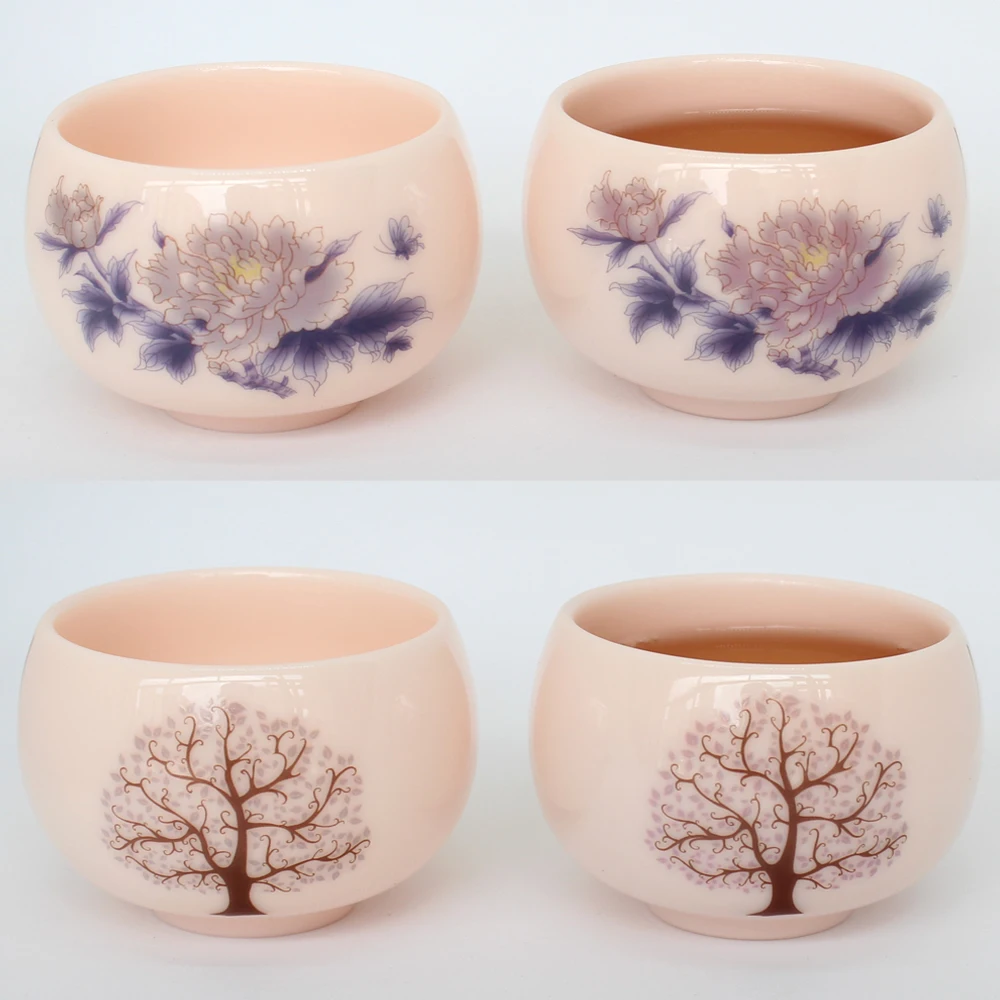 Женская чайная чашка фарфоровая китайский чайный сервиз меняющая цвет при