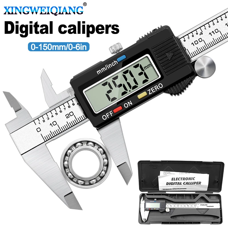 YELLAYBY Digital Electronic Vernier Caliper，Measuring Tool Steel Ruler Portable Inside Groove Vernier Caliper 0-150mm Caliper Ruler Measuring Tool 