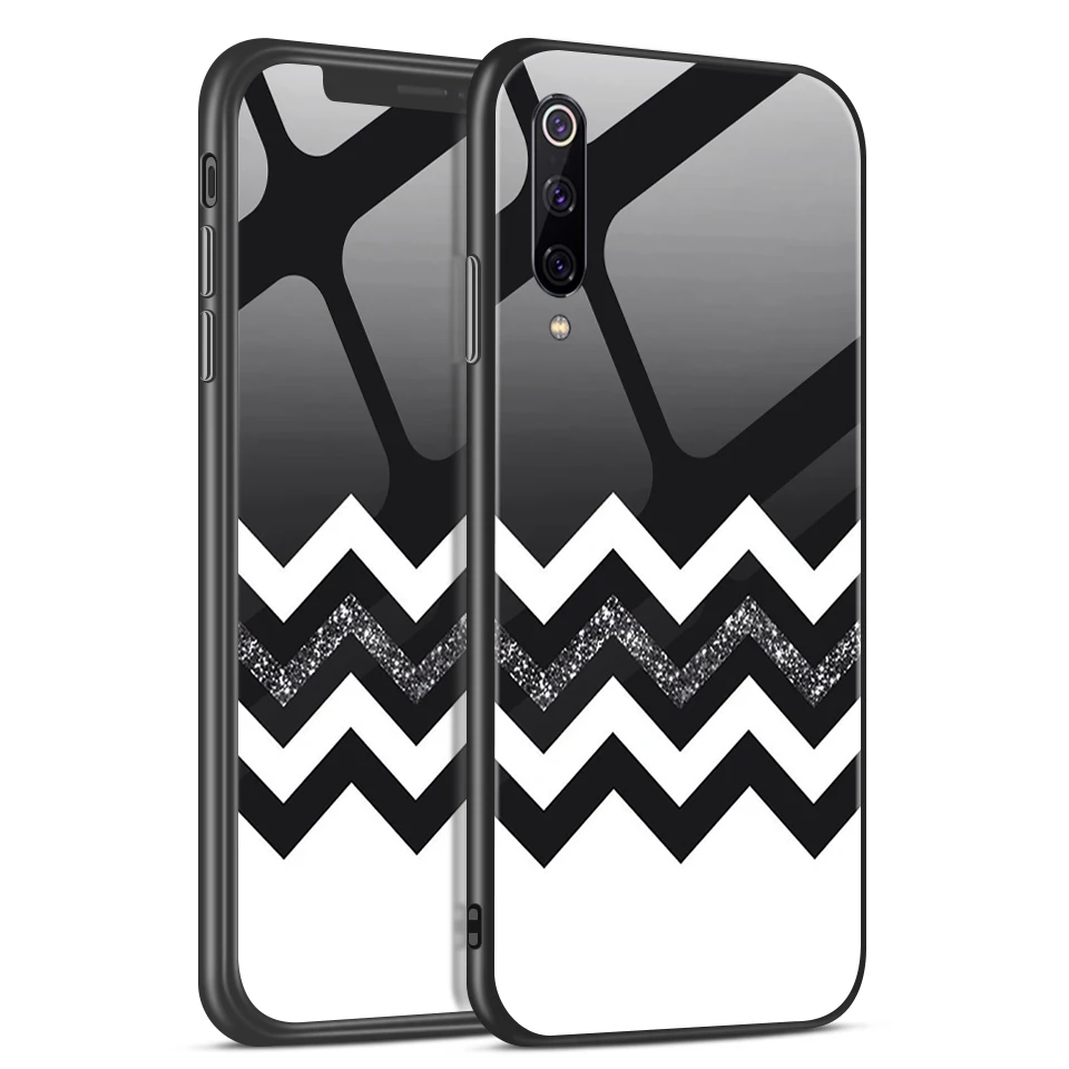 W111 Для Xiao mi 9/9 SE Модный чехол из закаленного стекла ТПУ для задней защиты Xiaomi mi 9se Роскошные противоударные мягкие чехлы для телефонов - Цвет: W111