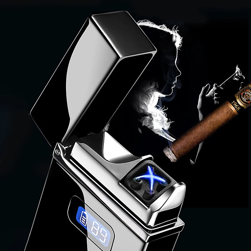  LED Display Cigarette Lighter Charging Electric Lighter Windproof USB Electronic Lighter Plasma Arc