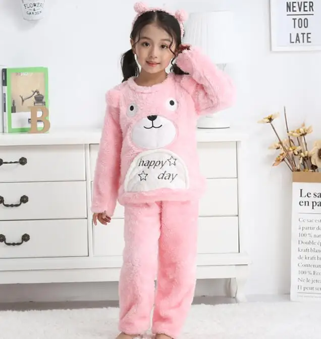 

Kids plush pijamas Homewear Winter Pyjama Children Fleece Pajamas Warm Flannel Sleepwear Girl Loungewear Coral Fleece Nightwear