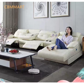 

Top Leather sofa modern minimalist living room furniture диван