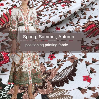 

145*100CM European and American brand printed skirt fabric positioning flower pattern handmade diy fabric