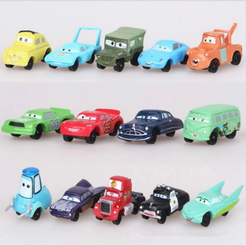 

14pcs Car Story Lightning McQueen Car King Road Fighter Die Anime Model Doll Ornaments 3-5cm Small Model Boy Party Gift