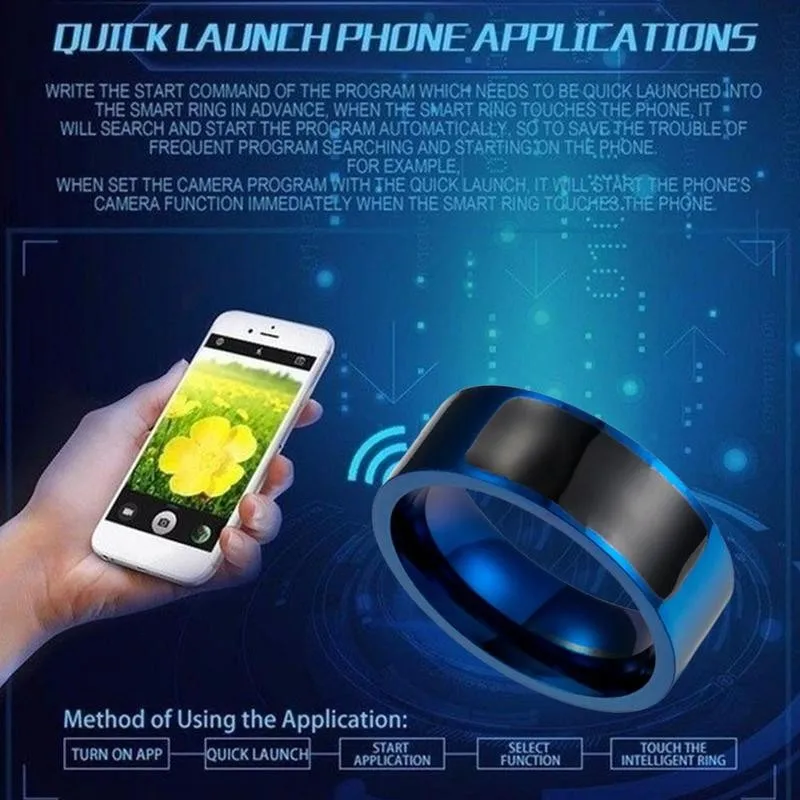 Wearable Finger Digital Ring Smart Doorbell for Android and Windows Phones with NFC Function-10# JXFS NFC Smart Ring Multifunctional Waterproof Intelligent Ring for Men and Women 