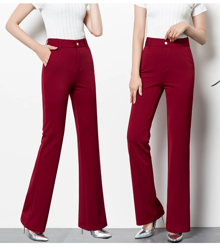 Flare Pants Women 2019 Autumn High Waist Elastic Slim Candy Color 26~35 Bodycon Long Ladies Trousers Workwear Pantalon Femme (1)