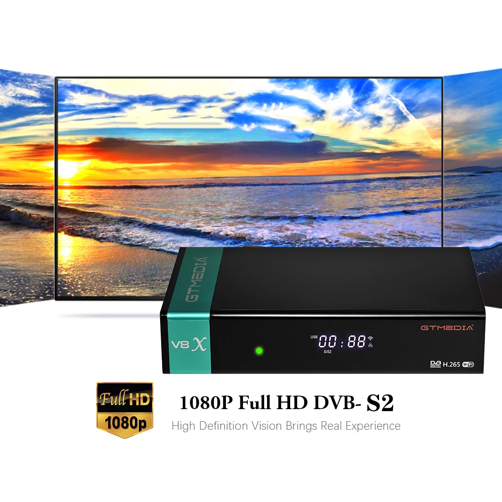 Navio da Espanha Receptor de tv por Satélite Construído em 2.4g Media Dvb-s s2 S2x Receptor Decodificador Suporta ca Cartão M3u Ccam Wifi gt V8x - - Image 2