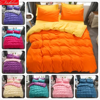 

Orange Yellow Pure Color Bedding Set 3pcs/4pcs Kids Child Soft Cotton Bed Linens Single Twin Queen King Size Duvet Cover 220x240