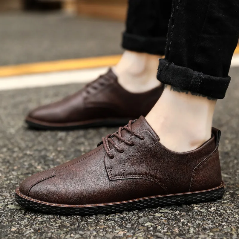 

Black And White with Pattern England Small Leather Shoes Men Shoes Popular Brand Autumn Nappa Casual Work Going to Work Business