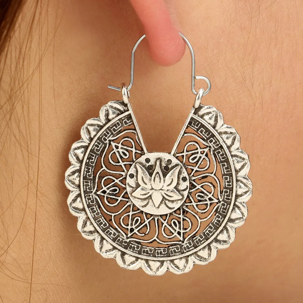 Этнические индийские африканские большие серьги женские Boho Lotus Висячие