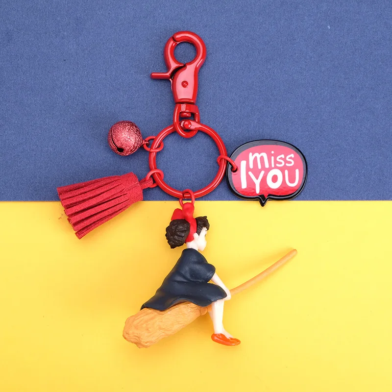 

2019 Japanese Hayao Miyazaki Keychain Cute Anime Kiki's Delivery Service Girl Kiki Action Figure Model PVC Doll key chain Gift