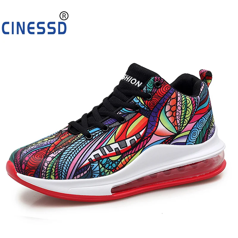 

Men Platform air cushion Sneakers Breathable 2019 Fashion Casual Lover Graffiti Totem Ankle Boots Outdoor Shoes Tenis Feminino
