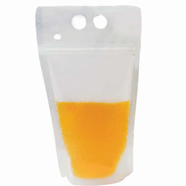 Reusable Drink Pouches - (201 Piece Set) Clear Drink Bags + 100 Straws