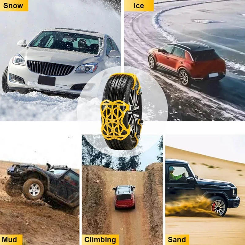 Цепь для снега 7 Упаковка для GM противоскользящая аварийная Регулируемая цепь для шин, подходит для внедорожников, бегущих по льду и снежным дорогам, песку