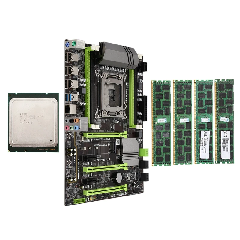 X79 материнская плата LGA2011 Combo с процессором E5 2620 4-Ch 16 Гб(4X4 Гб) DDR3 ram 1333 МГц NVME M.2 SSD слот