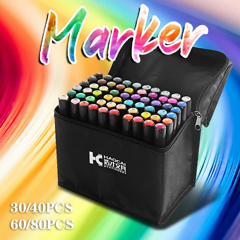 

30/40/60/80pcs Dual Head Markers Copic Markers Drawing Brush Pens Alcohol Mark Pens Art Supplies Christmas Gift