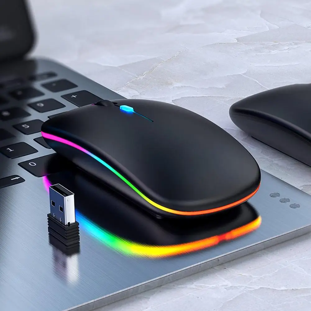 2.4GHz & Bluetooth Mouse, Rechargeable Wireless LED Mouse for