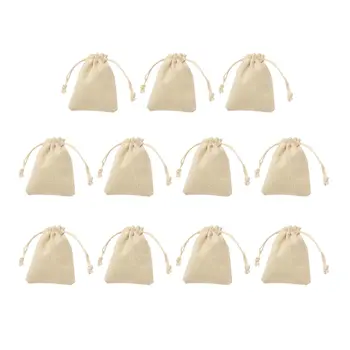 

11pcs/lot Natural Burlap Linen Jute Drawstring Gift Bags Sacks Party Favors Packaging Bag Wedding Candy Gift Bags Party Supplies