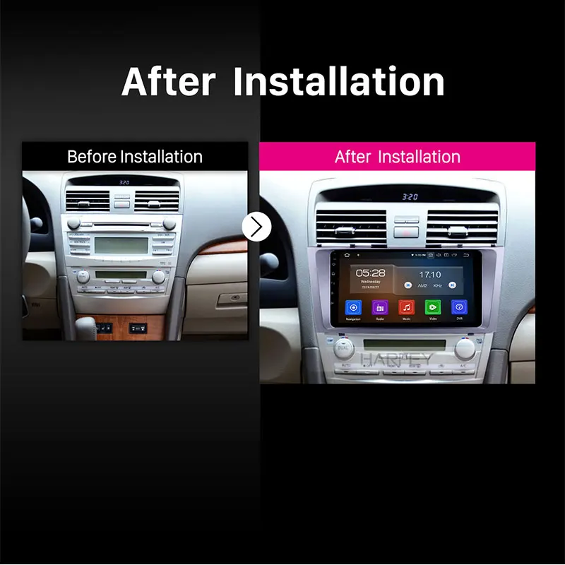 Cheap Harfey Android 9.01 9" GPS Car Radio For Toyota CAMRY 2007 2008 2009 2010 2011 1Din Multimedia Player Support 3G/4G&WiFi 3