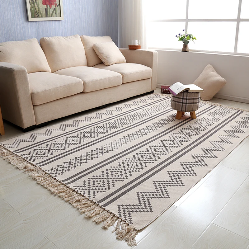 Morocco Hand Woven Living Room Carpet Geometric Blanket Home Bedroom Area Rugs Floor Sofa Coffee Table Mat Ins Nordic Carpet
