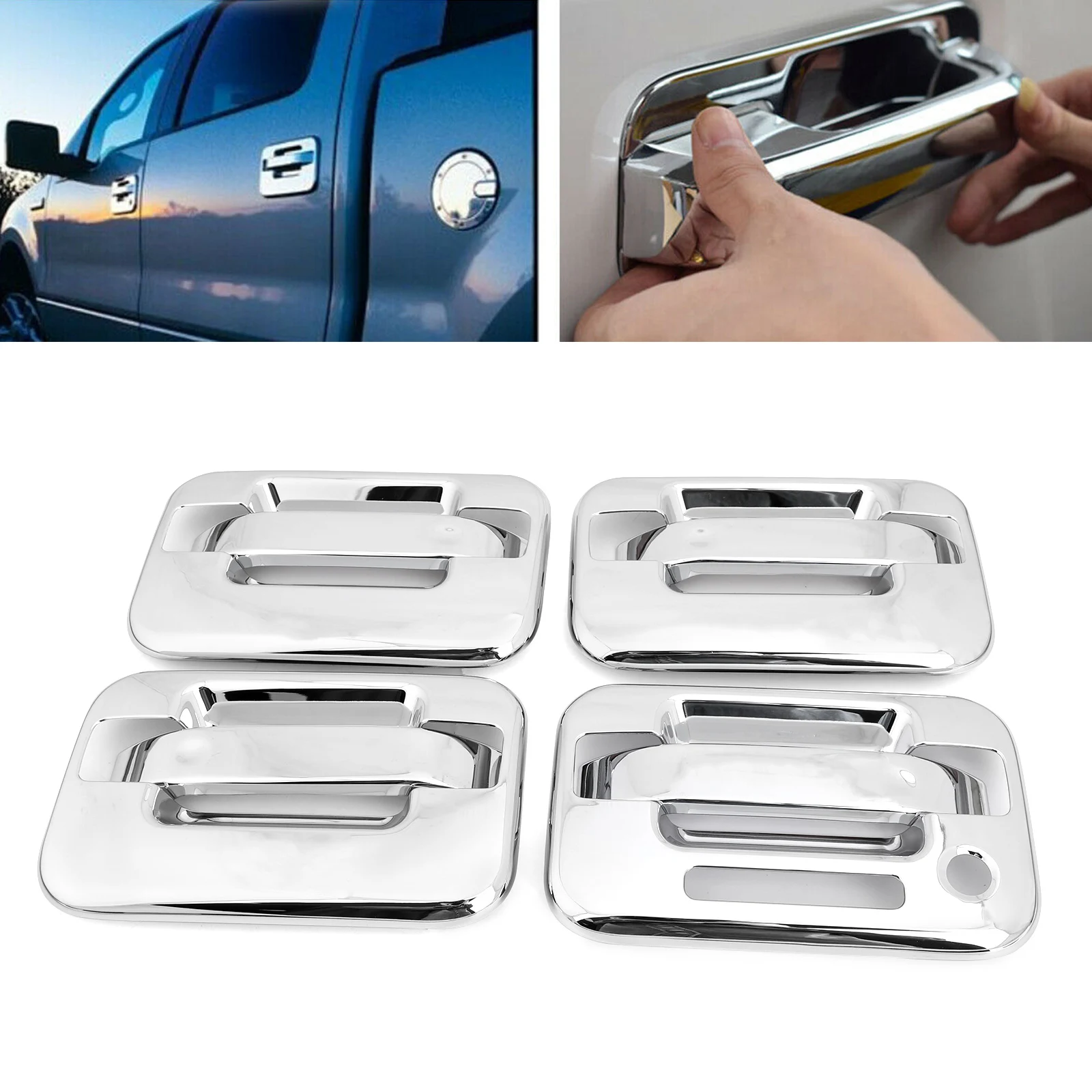 Areyourshop 4 Door Handle Cover For Ford F-150 F150 2004 2005 2006 2007 2008 W/Keypad No Passenger Keyhole Car Accessories Parts |