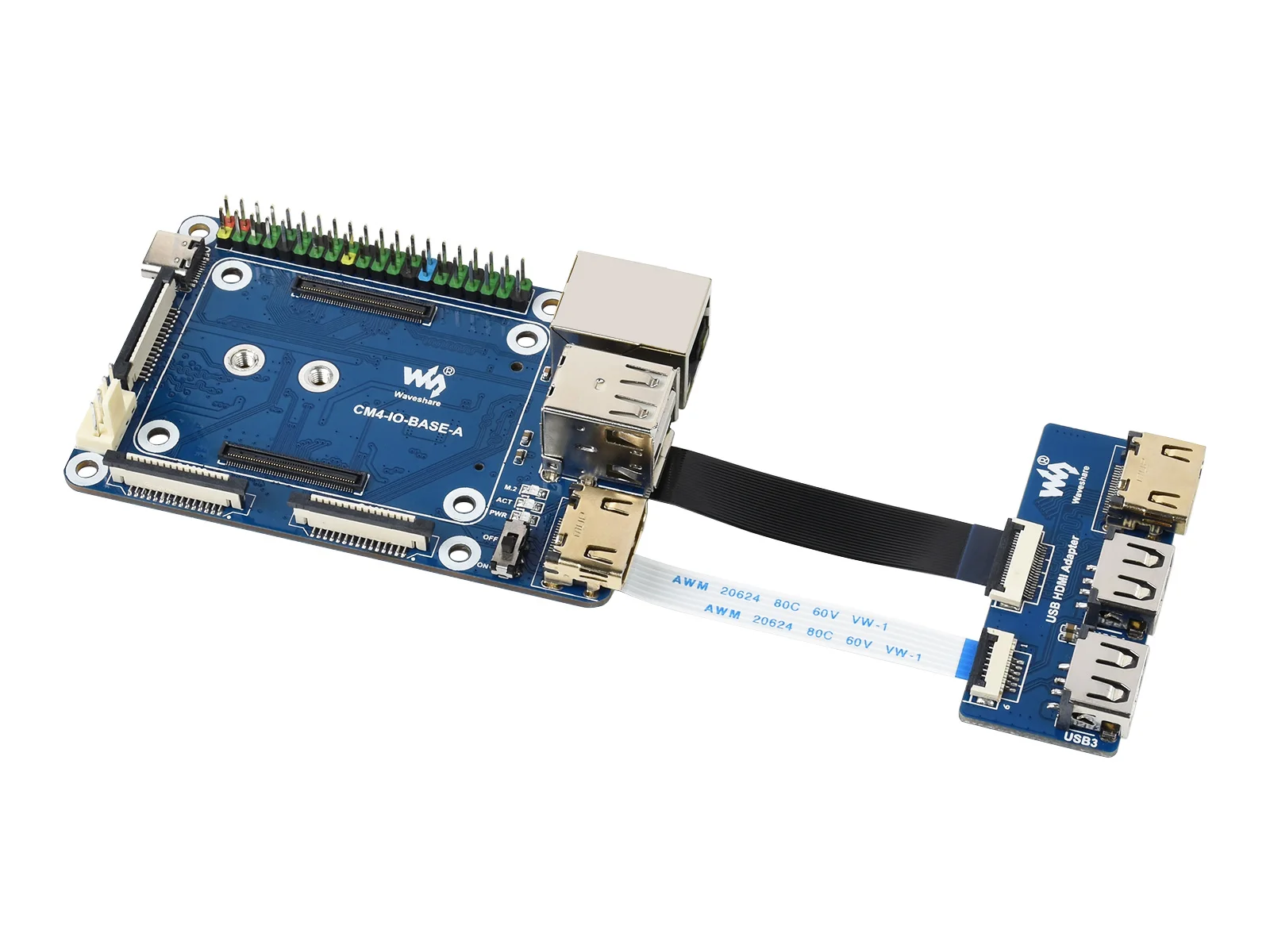 

Waveshare CM4-IO-BASE-A + USB HDMI адаптер, для компьютера Raspberry Pi 4