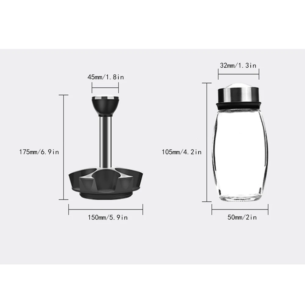 6 Pcs Seasoning Lead-free Bottles with Rotary Rack Set Stainless Steel Cover Spice Jar Kitchen Decoration