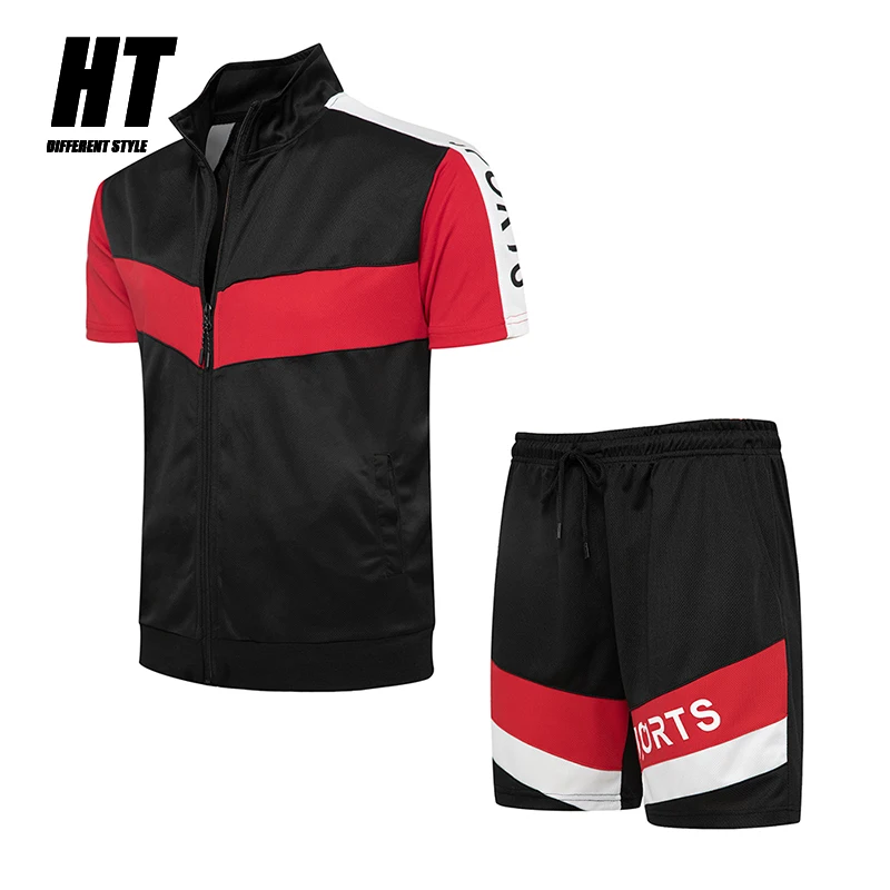 NOVEDAD DE VERANO Sportsuits cremallera suelta conjuntos de ropa deportiva + 2 piezas Patchwork moda Chándal para hombre de marca a rayas de juegos 2021