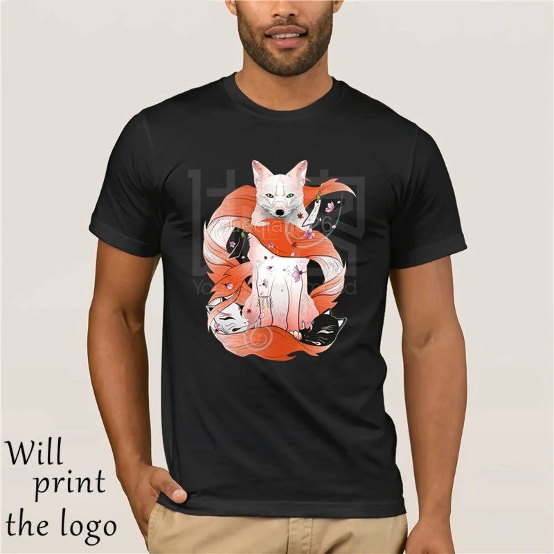 Chic Rosso Kitsune T Camicia Naruto T-Shirt Degli Uomini della Maglietta di Estate Magliette e camicette Del Anime
