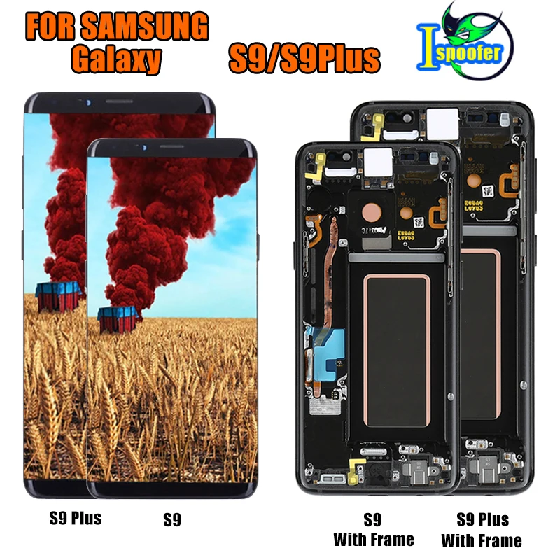 

AMOLED for SAMSUNG Galaxy S9 Plus LCD Touch Screen Digitizer Assembly with Frame S9+ S9 LCD G960 G965 Replacement