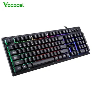 

Vococal 104 Keys USB Wired Colorful RGB Backlight Gaming Keyboard Keypad Gamer Key Board Pad for Computer PC Desktop Laptop
