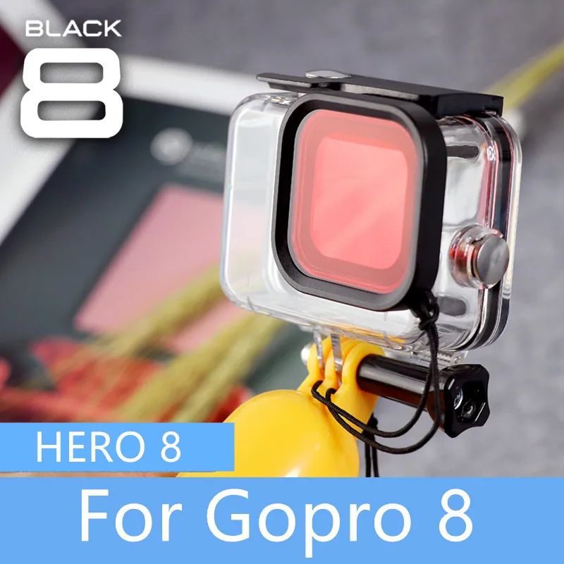 Подводный водонепроницаемый чехол для GoPro Hero 8, защитный чехол, чехол для дайвинга, плавания, закаленное, класс, аксессуары, силикон