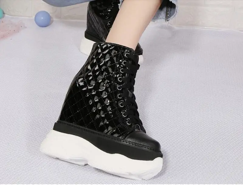 Cyabmoz/пикантные женские туфли на платформе и высоком каблуке, увеличивающие рост вечерние женские туфли в клетку женские туфли-лодочки Zapatos mujer Tenis feminino