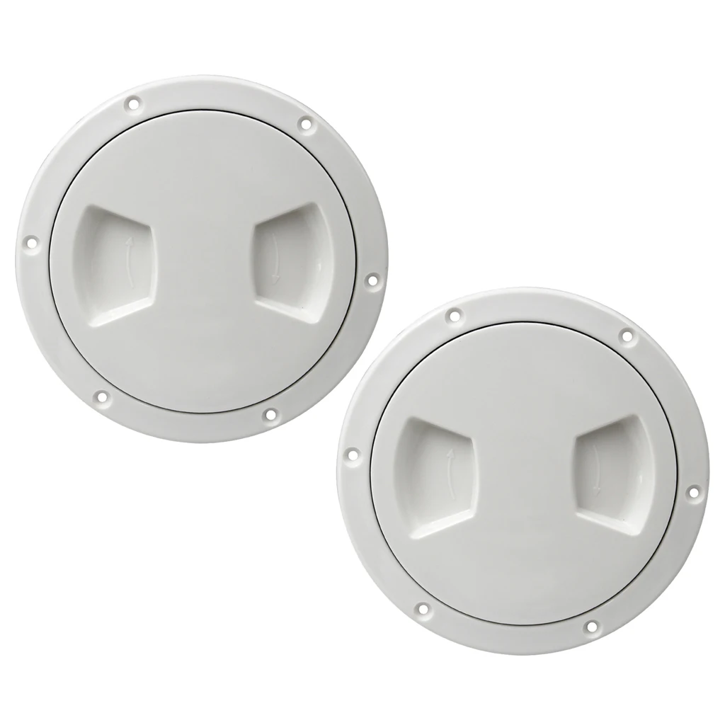 2pcs RV Boat Round Non Slip Inspection Hatch Marine Deck Plate Access, Plastic, White, 5-1/2 Inch