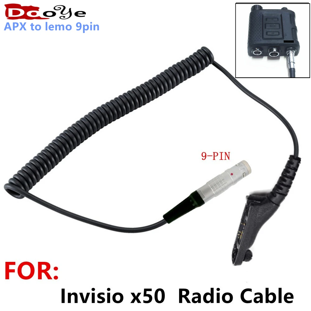 Radio Cable APX to lemo 9pin for Invisio X50 ptt for Motorola XiR P8268 8260 APX 7000 DP3400 DP3600 DGP4150 Invisio X50 Cable
