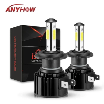 

F4 Car Headlight 2400W 360000LM 4-Sides LED Headlight Kit Hi/Lo Power Bulb 6000K 9005/9006/H11/H7 Black Shell White Lights