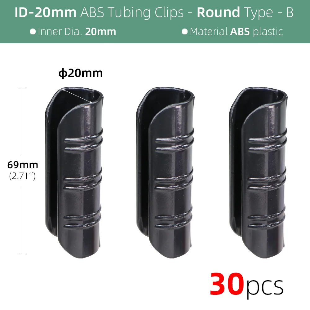 YARNOW 30 Clip Per Tubo Da Serra – Morsetti In Plastica Per Telo, Banner, Rete – Diametro 20 Mm, Nero - 3
