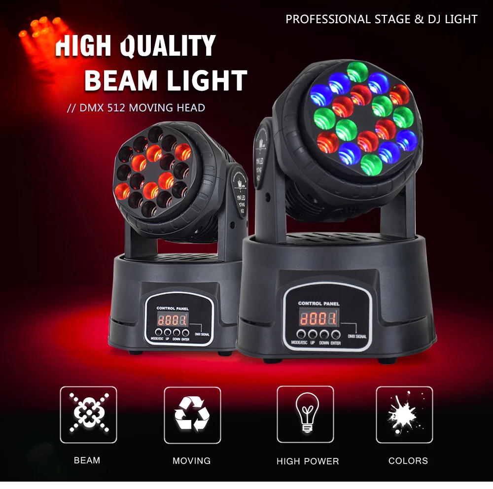 6 шт./лот этап DJ движущихся головного света 18x3 Вт RGB LED луч DMX 13 Каналы