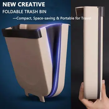 

1pc Hanging Foldable Cabinet Classified Trash Can Non-toxic Durable Plastic Dry and Wet Separation Trash Can Trash Stoarge