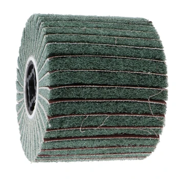 

10x 12cm 180 Grit Non-Woven Nylon Sand Flap Brush Satin Drawing Polishing Deburring Drum Wheel For Stainless Steel
