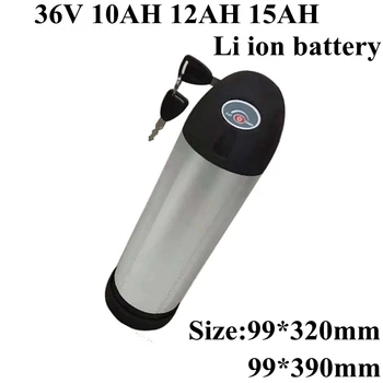 

Black Silver 36v 12Ah 10AH 15AH Water Bottle Lithium Ion Battery with BMS for 500w Ebike Bicycle Electric Wheelchair+2A Charger
