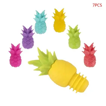 

2020 New 7Pcs/Set Creative Pineapple Shape Wine Bottle Stopper Kitchen Bar Cap Tool Wedding Party Gift JUL3