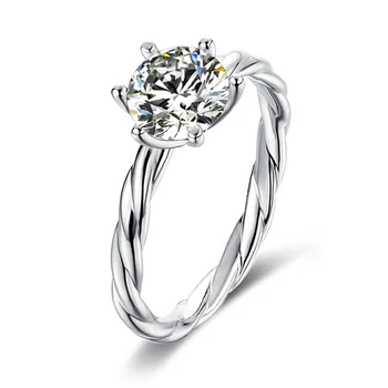 

GEM'S BALLET 6 Prong Round Moissanite Curved Engagement Rings 1.0Ct Moissanite Wedding Jewelry Women Sterling Silver 925 Ring