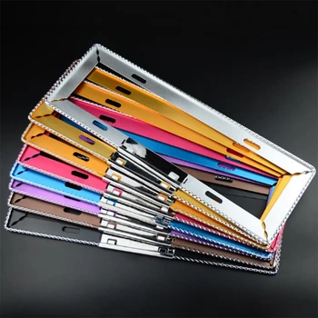 

2PCS Car License Plate Frame Front and Rear Number Mount Universal Automobile Bling Car Number Plate Holder License Number Frame