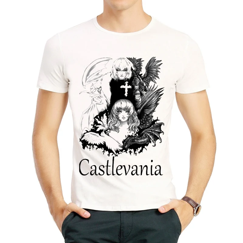 Футболка Castlevania белый Цвет мужская одежда короткий рукав Castlevania логотип футболка Майки футболки Модная игровая одежда футболка