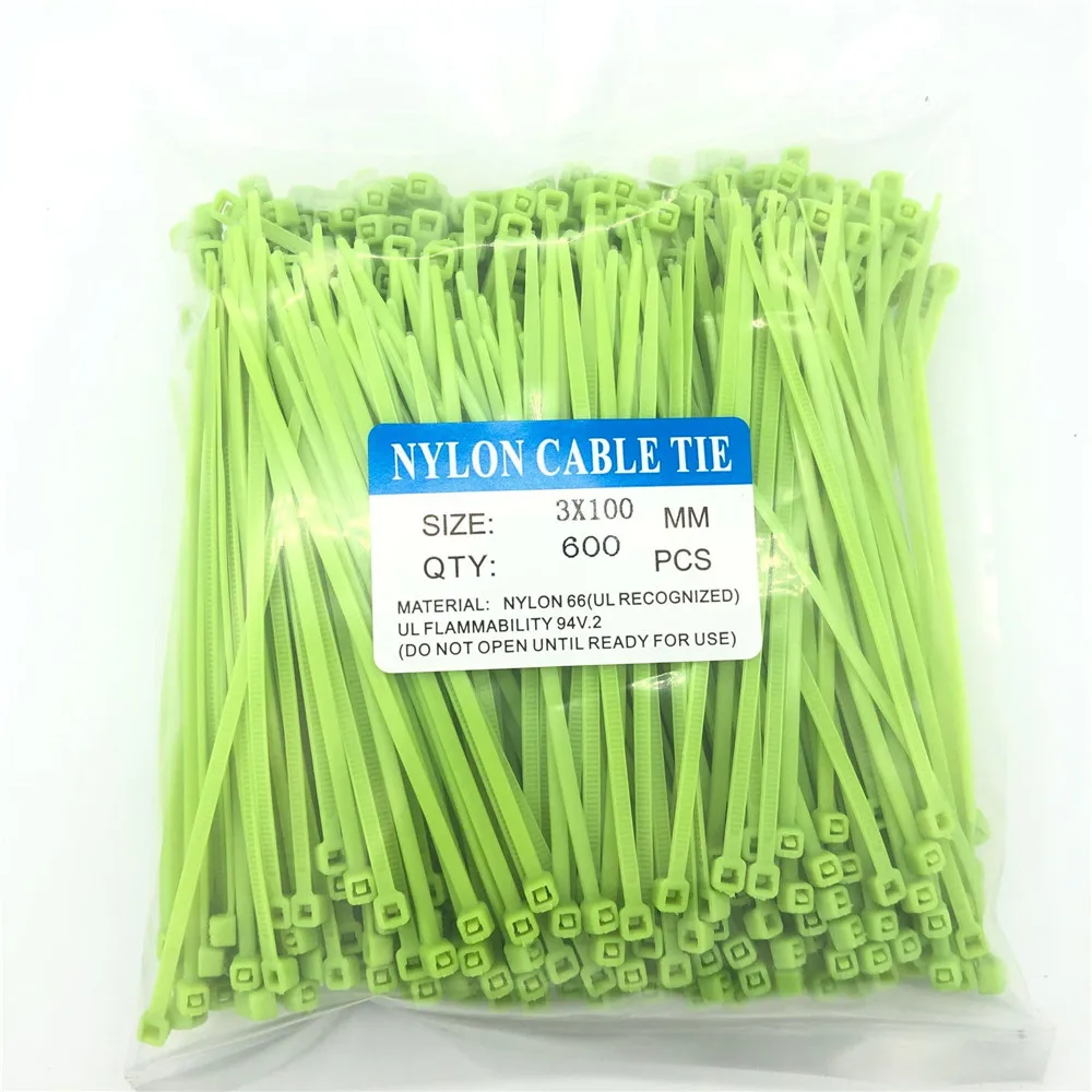 600Pcs Zip Ties 3x100mm Nylon Self-Locking Cable Ties Color Plastic Zip Ties Velcro Cable Ties  Cable Organizer Wire Strap
