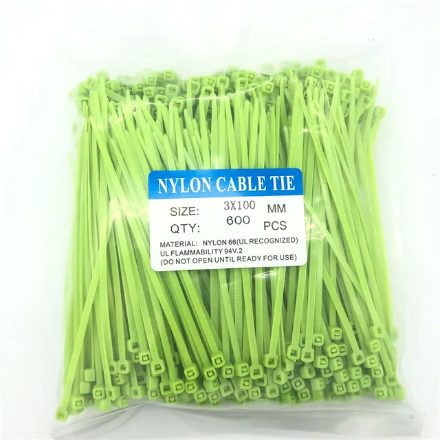 600Pcs Zip Ties 3x100mm Nylon Self-Locking Cable Ties Color Plastic Zip Ties Velcro Cable Ties  Cable Organizer Wire Strap 600pcs Tea green