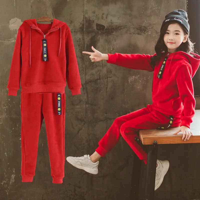 

Spring And Autumn New Style Women's Big Boy Velvet Two-Piece Set Children Baby Korean-style Casual Sports Clothing 2019 Fashion