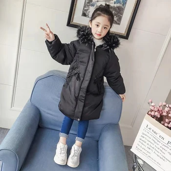

2019 High Quality Baby Girls Jackets Winter Warm Down Coat Solid Color Outerwear Coats Children Kids Clothes Fur Collar Parkas