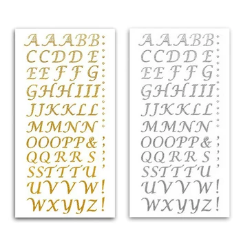 

Letters Metallic Sticker Self Adhesive Silver Gold For Card DIY Glitter Alphabet Craft 1 Sheet / Pack